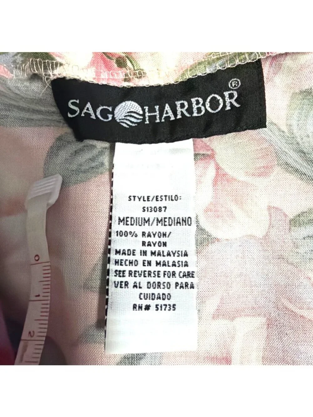 Sag Harbor Floral Midi Skirt Pink & Green  Size M Cottage‎ Coquette Tropical